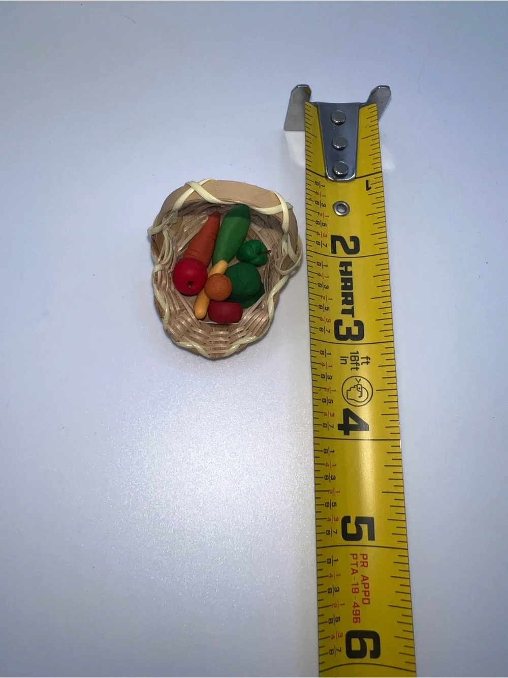 Miniature Wicker Basket with Colorful Clay Vegetables